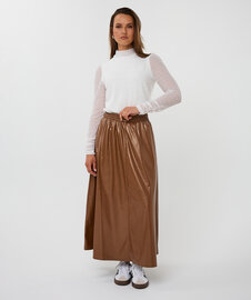 ESQUALO Skirt long Metallic PU - Bronze Metalli