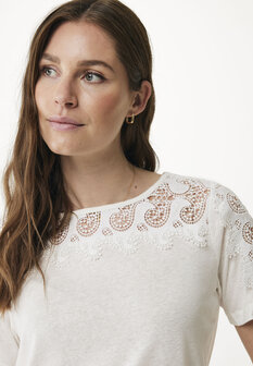 Mexx Lace insert t-shirt Off White