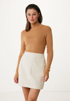 Mexx Basic rib top with roll neck camel