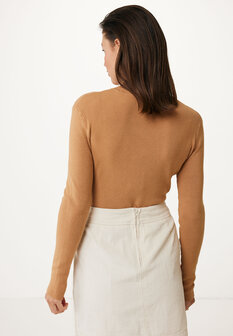 Mexx Basic rib top with roll neck camel