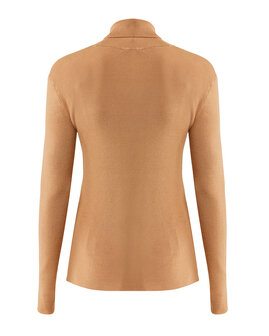 Mexx Basic rib top with roll neck camel