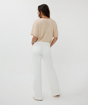 ESQUALO Sweater batwing pointelle lurex Ivory