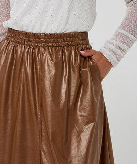 ESQUALO Skirt long Metallic PU - Bronze Metalli