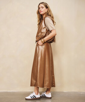 ESQUALO Skirt long Metallic PU - Bronze Metalli