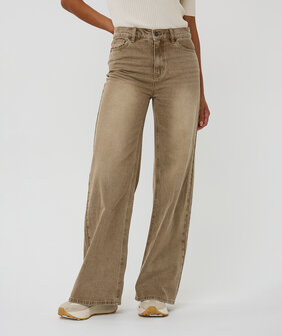 Esqualo Trousers wide leg garment dye - Light Caramel