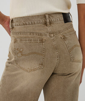 Esqualo Trousers wide leg garment dye - Light Caramel