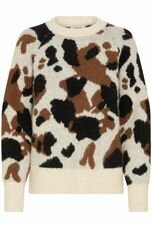 B-Young BYOMEA COW JUMPER - BIRCH COW JACQAURD