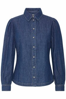 B-Young BYLUVA PUFF SHIRT - Mid Blue Denim - Blue