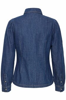 B-Young BYLUVA PUFF SHIRT - Mid Blue Denim - Blue