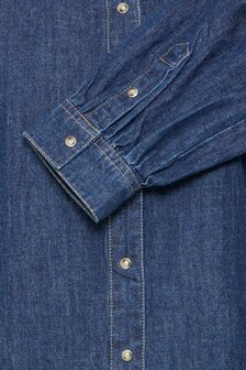 B-Young BYLUVA PUFF SHIRT - Mid Blue Denim - Blue