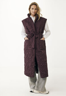 Mexx Logo quilted long coat I Dark Red