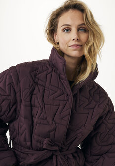 Mexx Logo quilted long coat I Dark Red