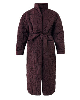 Mexx Logo quilted long coat I Dark Red