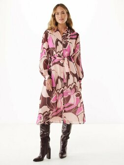 Mexx Jurk met print van roze en bruine tinten 