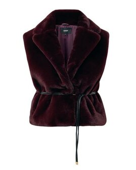 Mexx Fur belted waistcoat I Dark Red