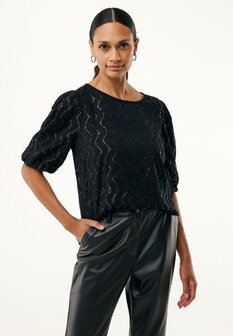 Mexx Glitter pattern organza blouse I Black