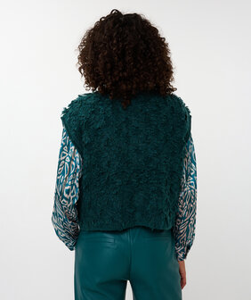 Esqualo EsQualo Cardigan fringes big buttons - Green
