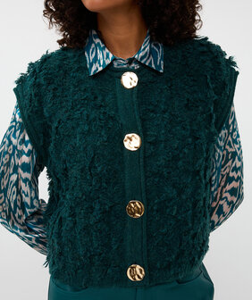 Esqualo EsQualo Cardigan fringes big buttons - Green