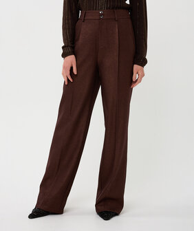 Esqualo Trousers shiny twill - Chocolate