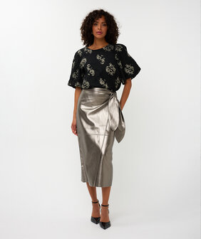 Esqualo Top jacquard puff slve - Black
