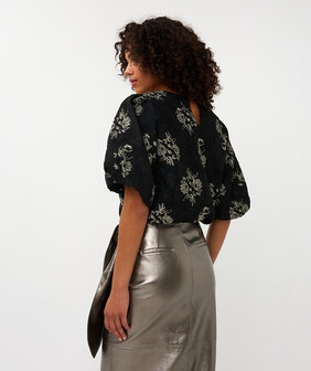 Esqualo Top jacquard puff slve - Black