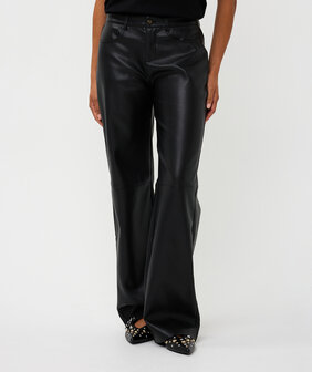 Esqualo Trousers wide leg PU -Black