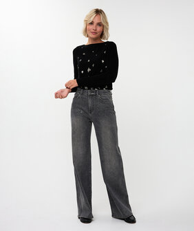 Esqualo Trousers jeans wide leg I Grey