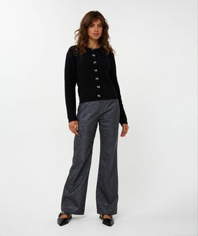 Esqualo Sweater bow button fake placket I Black