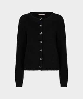 Esqualo Sweater bow button fake placket I Black