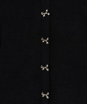 Esqualo Sweater bow button fake placket I Black