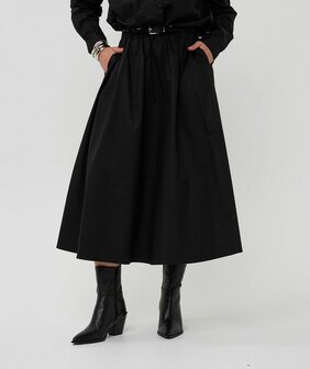 ESQUALO Skirt long poplin pockets poplin I Black