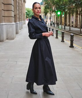 ESQUALO Skirt long poplin pockets poplin I Black