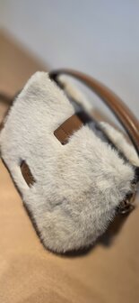 CT Leo Handtasje beige imitatiebont afgewerkt met bruin leder