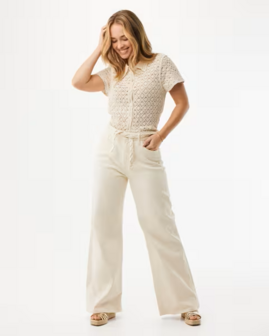 Mexx Crochet polo top I Light Sand