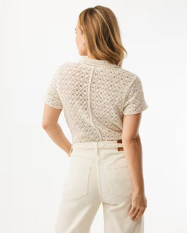 Mexx Crochet polo top I Light Sand
