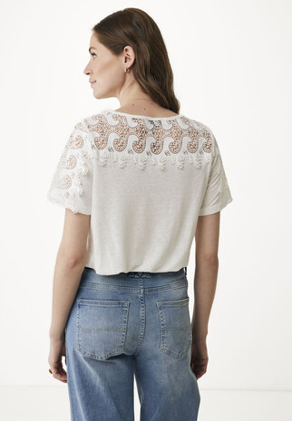 Mexx Lace insert t-shirt Off White
