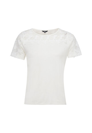 Mexx Lace insert t-shirt Off White