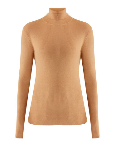 Mexx Basic rib top with roll neck camel