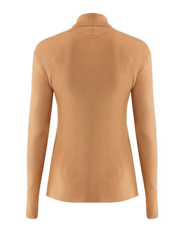 Mexx Basic rib top with roll neck camel