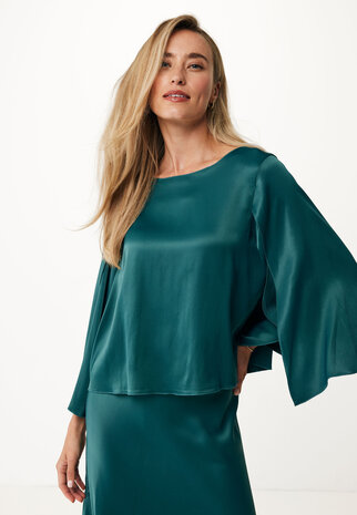Mexx-satin blouse with sleeve split
