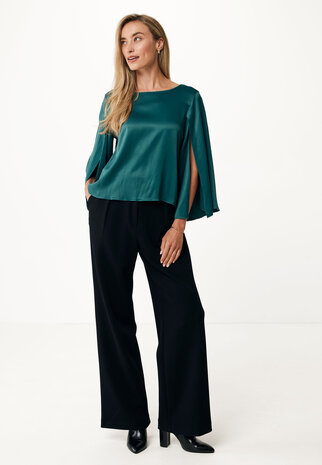 Mexx-satin blouse with sleeve split