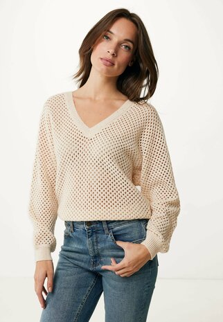 Mexx V-neck open sequins knitted pullover