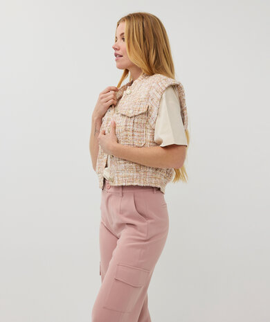 ESQUALO gilet tweed sand