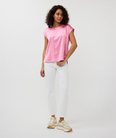 ESQUALO Blouse R-neck satin look Rose