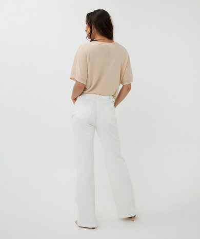 ESQUALO Sweater batwing pointelle lurex Ivory