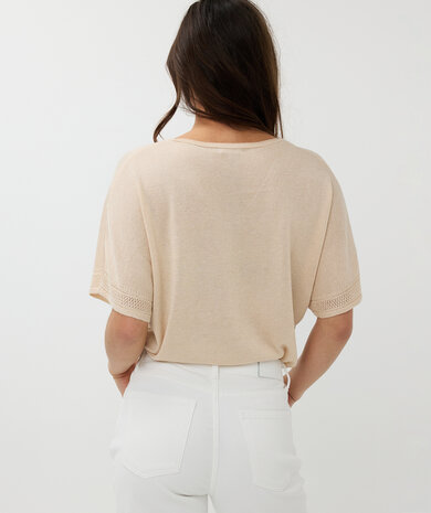 ESQUALO Sweater batwing pointelle lurex Ivory