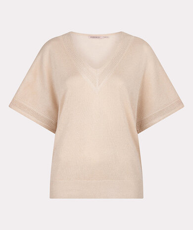 ESQUALO Sweater batwing pointelle lurex Ivory