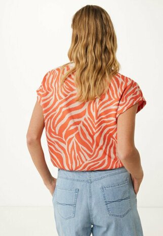 Mexx Top Jacquard Jersey met Zebraprint Oranje