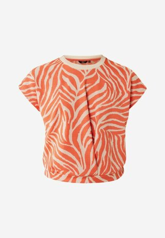 Mexx Top Jacquard Jersey met Zebraprint Oranje
