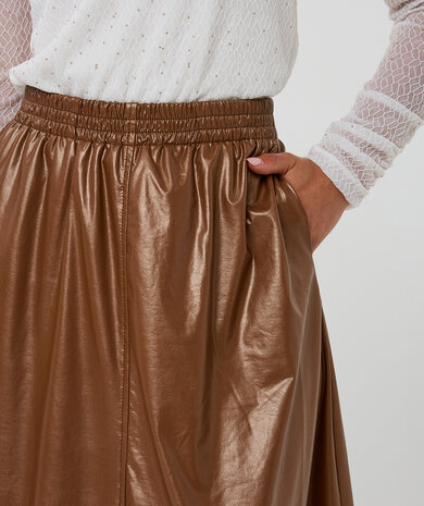 ESQUALO Skirt long Metallic PU - Bronze Metalli